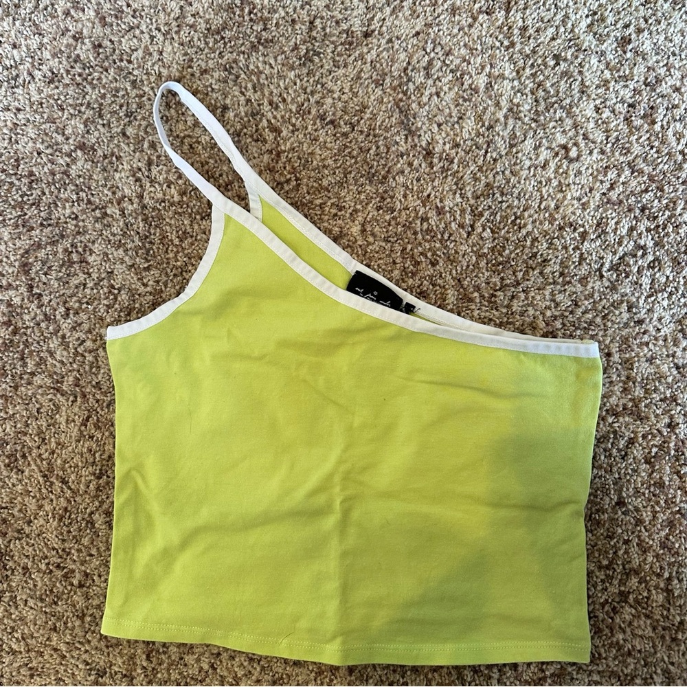 Lime Green asymmetric crop top